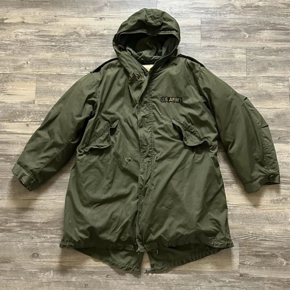 Vintage 50s Military M-1951 Lined Parka Jacket Size XL